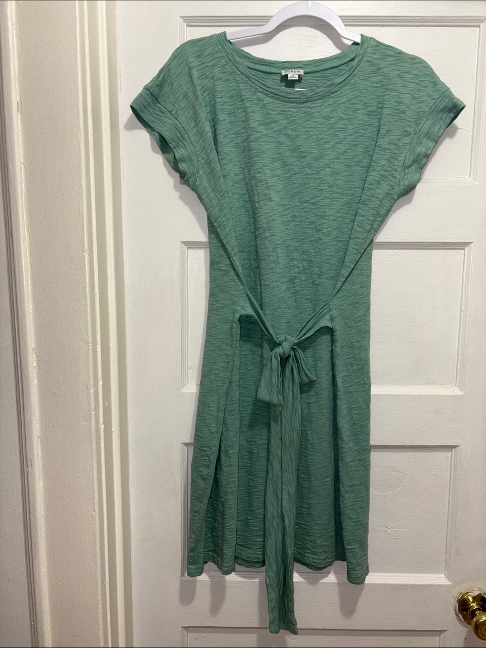 J. Crew Green Tie-Waist T-Shirt Dress